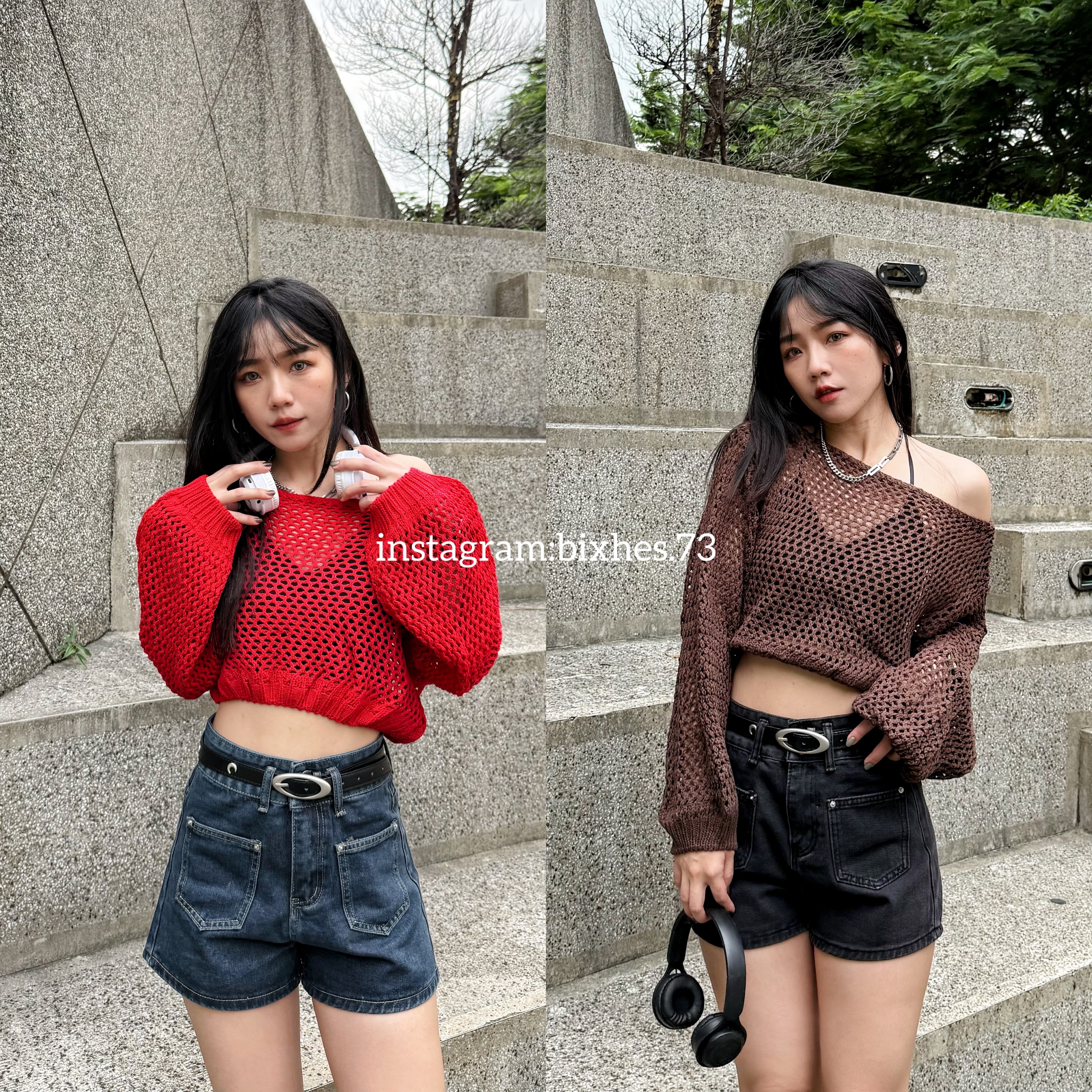 雙扣雙口袋牛仔短褲(E00105)