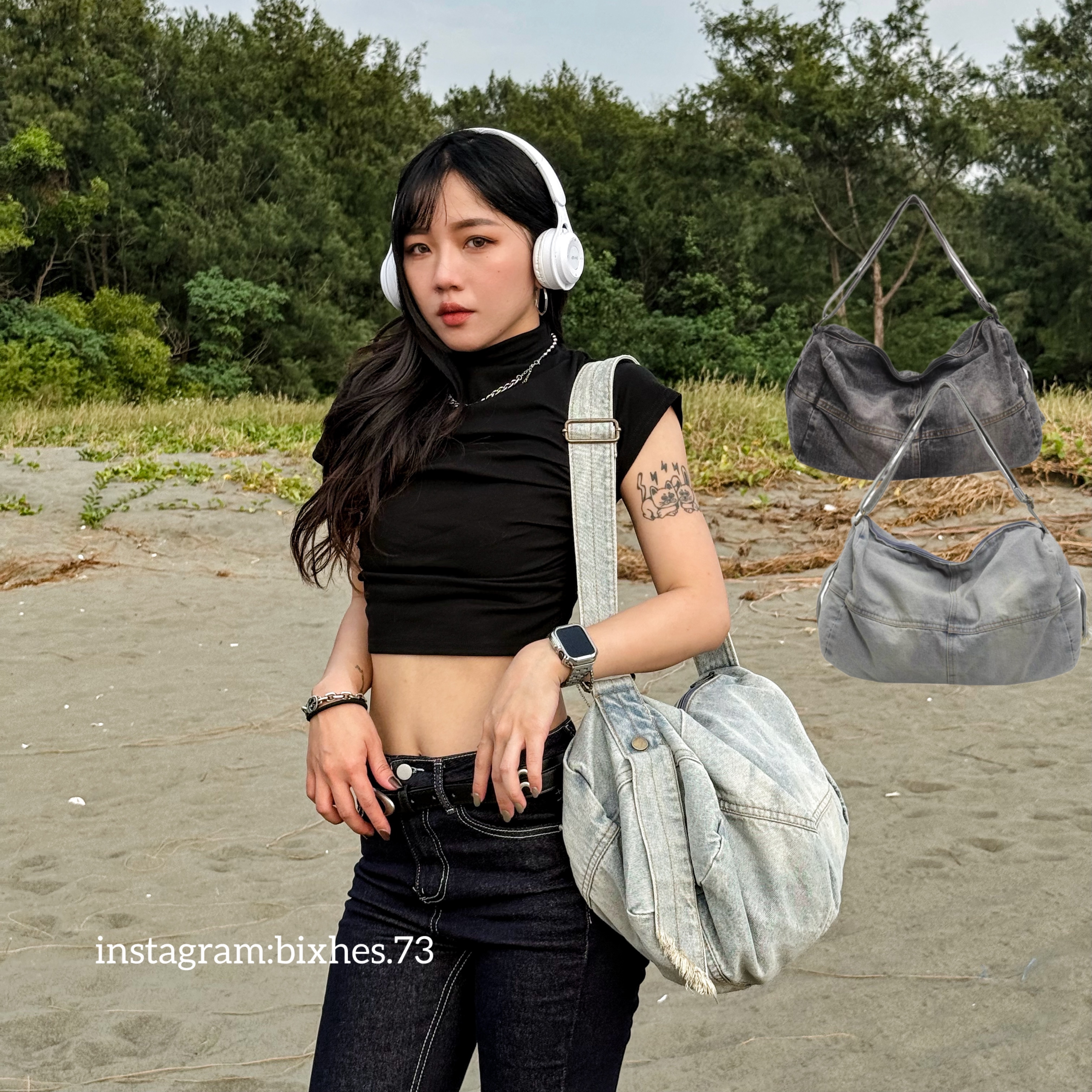 牛仔刷色帆布大包(M00041)