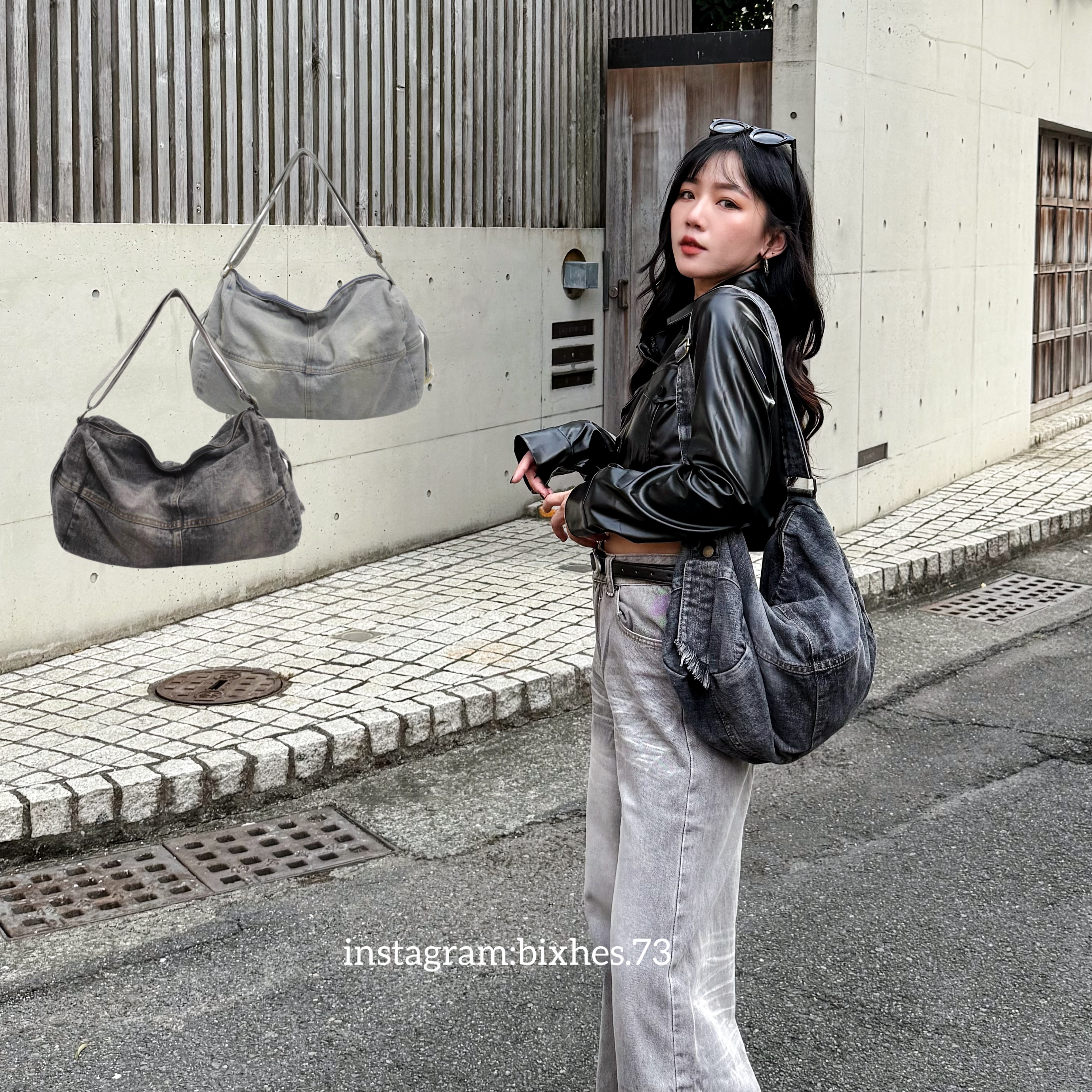 牛仔刷色帆布大包(M00041)