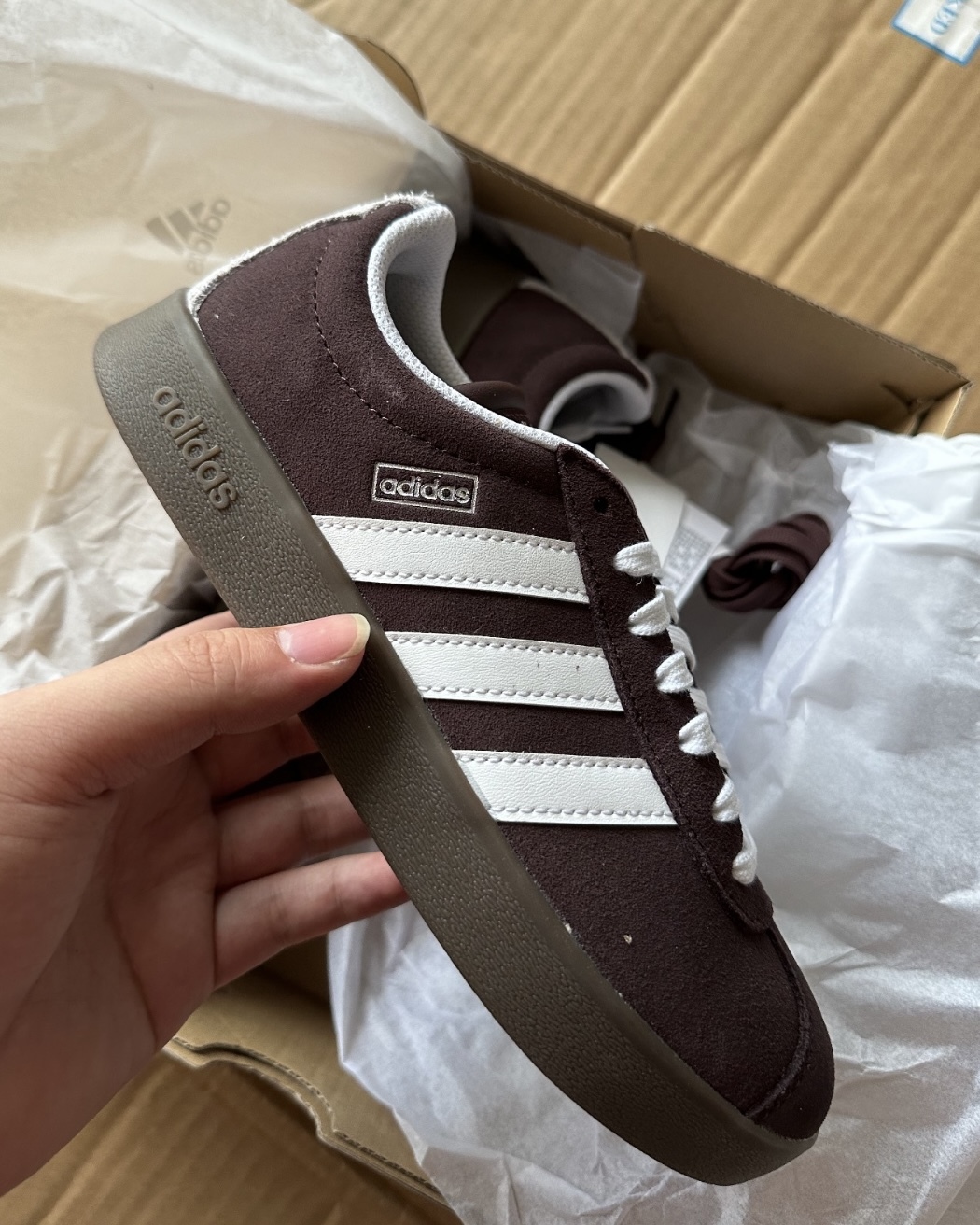 <秋冬限定>Adidas Neo Vl Court 德訓鞋 麂皮 三線 復古棕