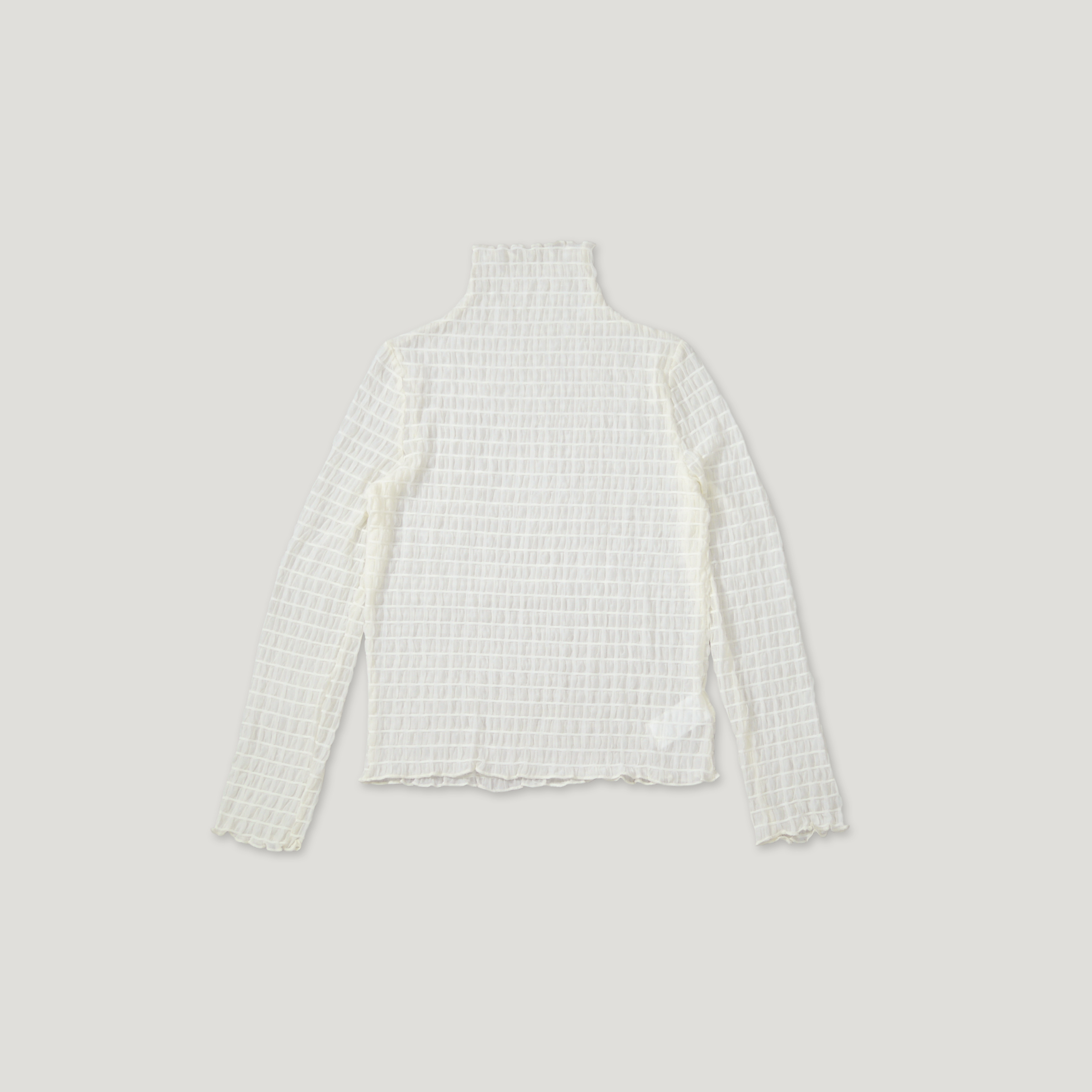 J.P.L. 高領捲邊抽褶透紗上衣 ╭ 2色 ╮