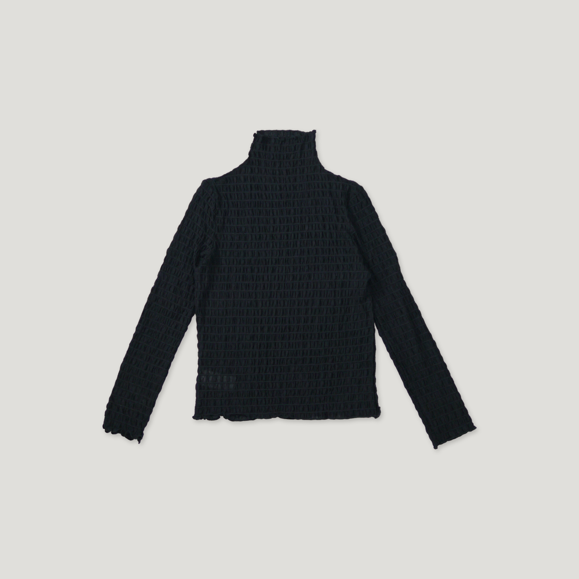 J.P.L. 高領捲邊抽褶透紗上衣 ╭ 2色 ╮