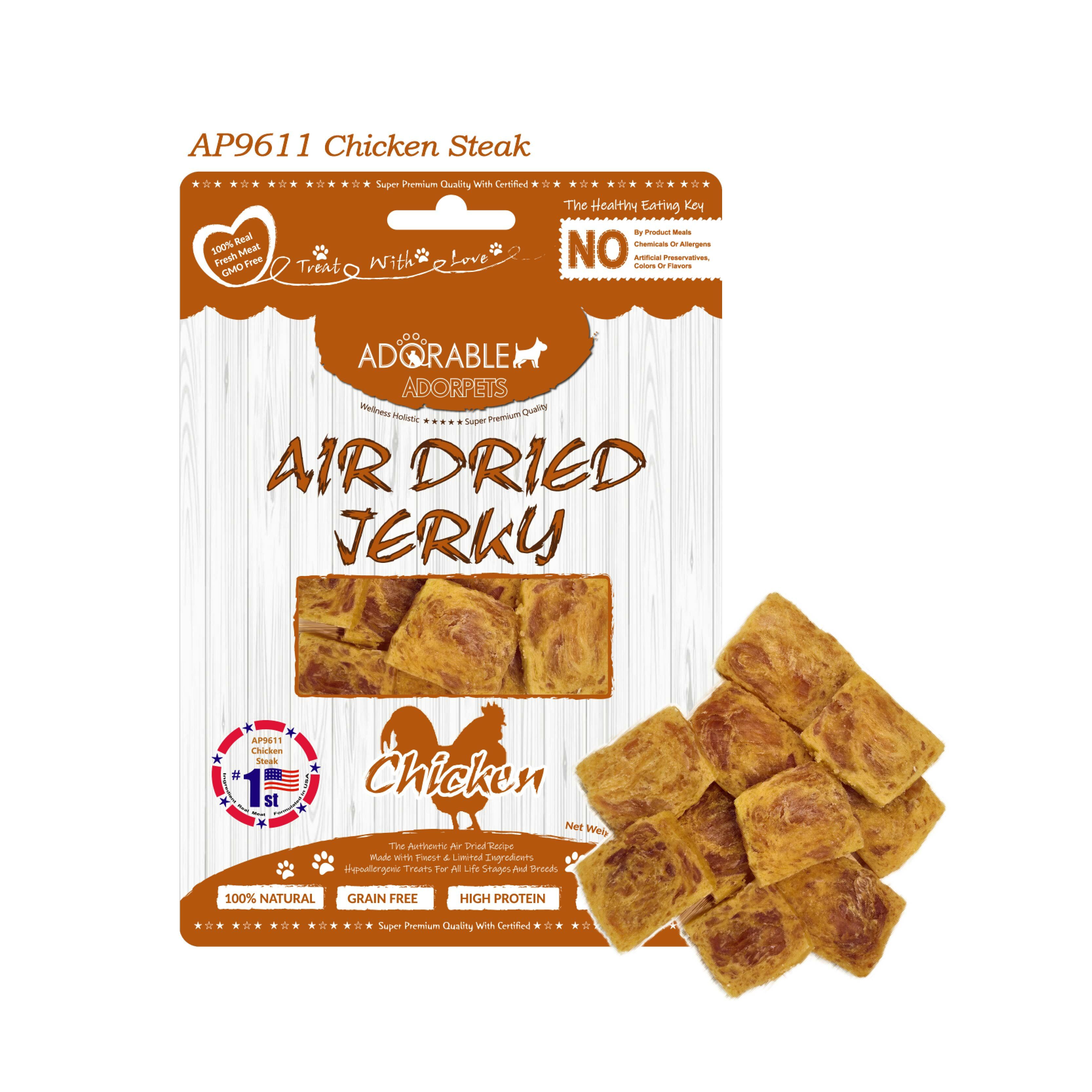 Adorable 美國100%純天然風乾小食Air-Dried Jerky - 雞肉塊 Chicken Steak 100g