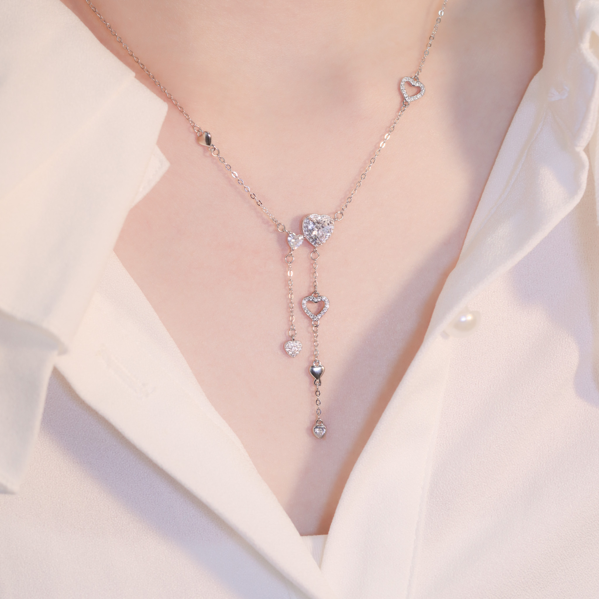 | 925 Silver・White Gold | Love Rain Necklace | NE1219 |