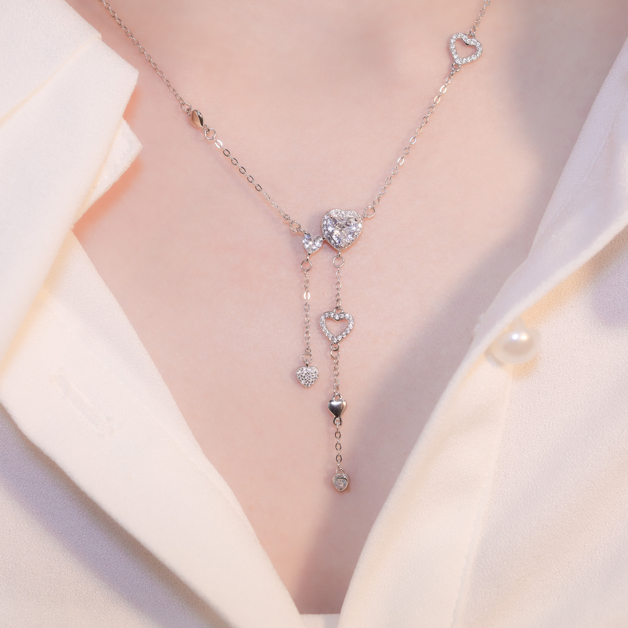 | 925 Silver・White Gold | Love Rain Necklace | NE1219 |