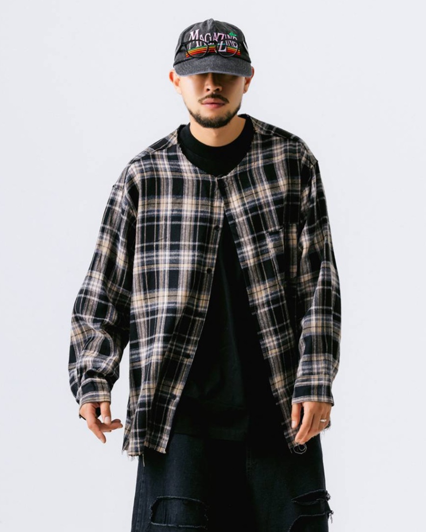 (韓國獨家特價)剪裁格紋襯衫