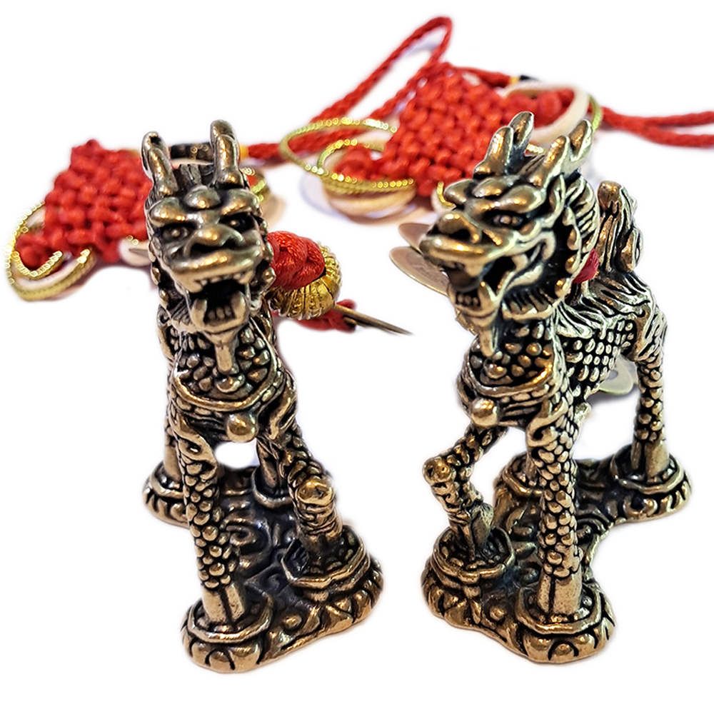 麒麟踩八卦{銅}吊飾一對 【十方】153731