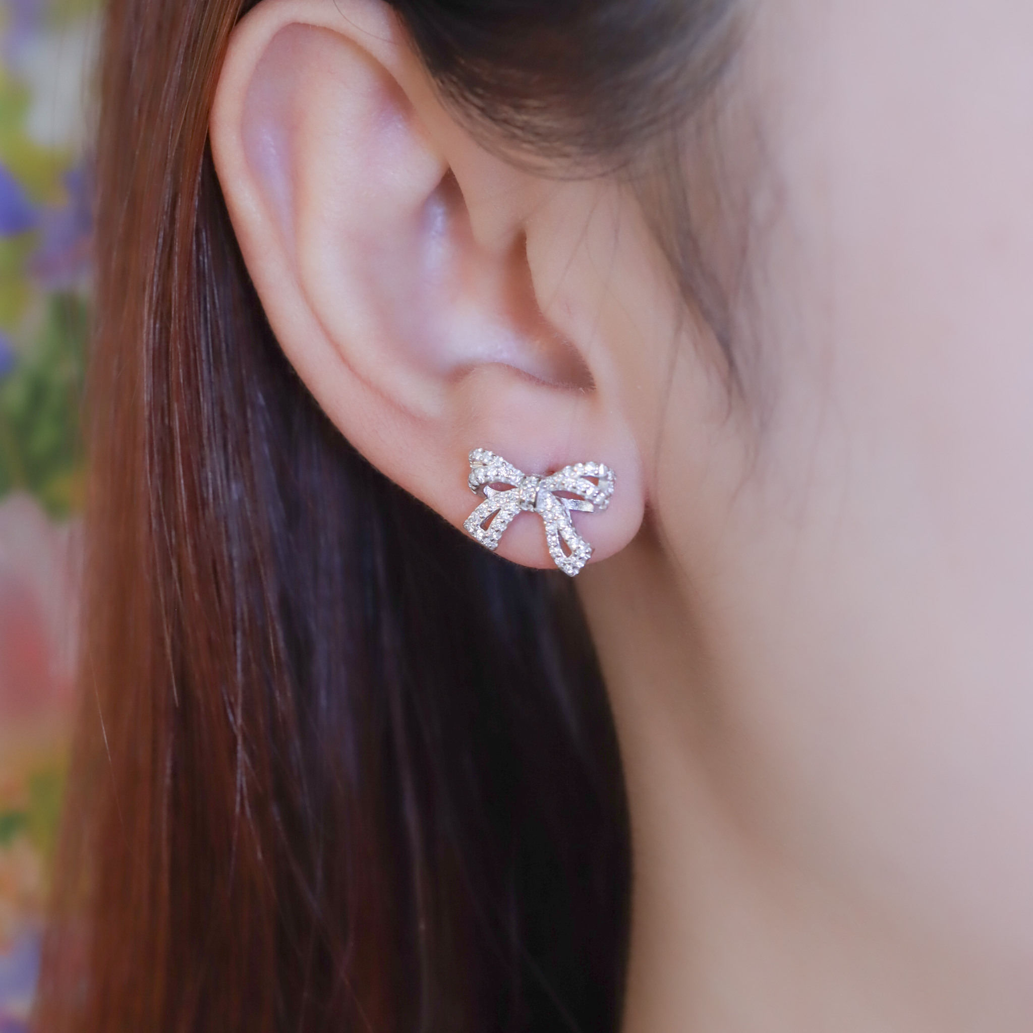 | 925 Silver・White Gold | Lace Wish Bow Earrings | EA0835 |