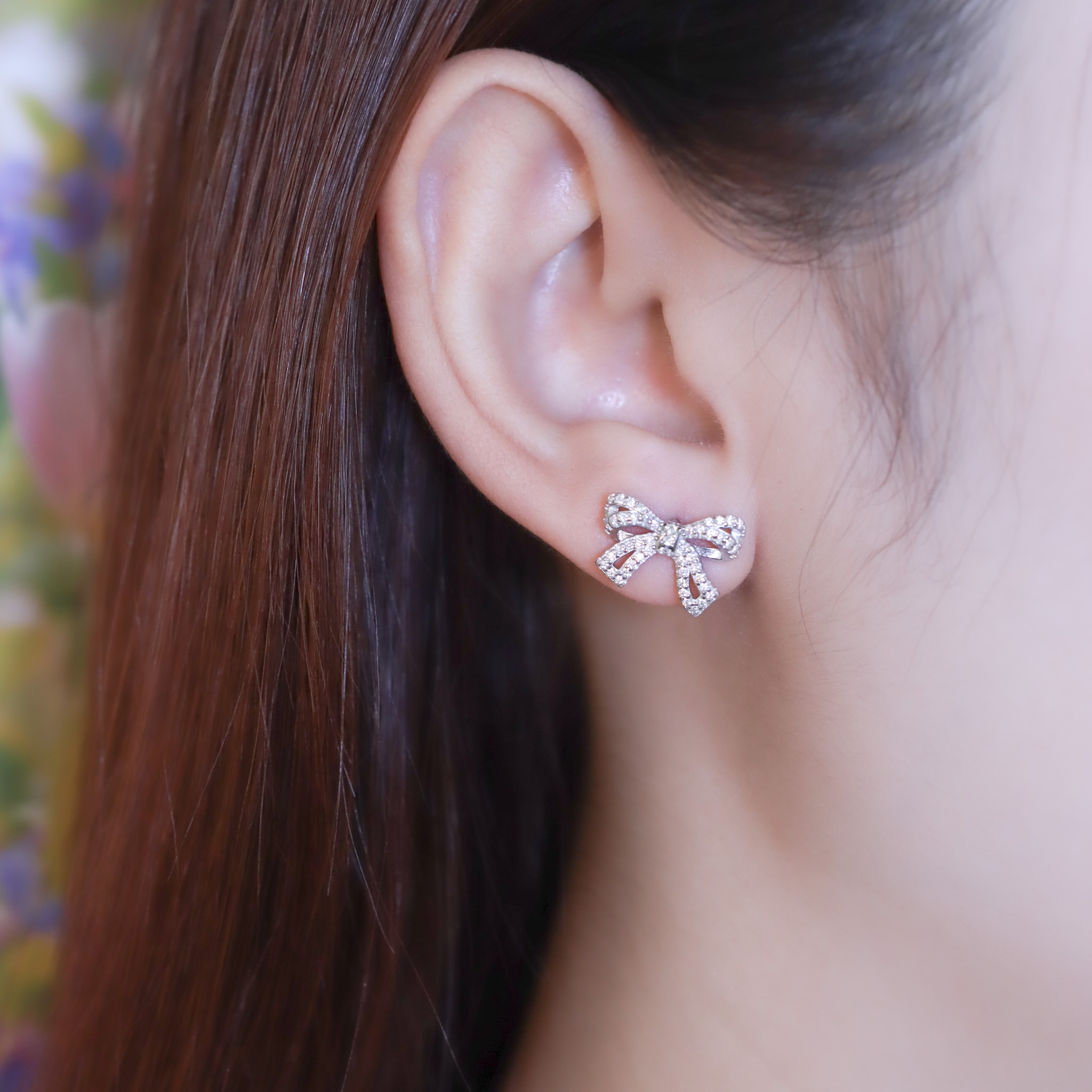 | 925 Silver・White Gold | Lace Wish Bow Earrings | EA0835 |