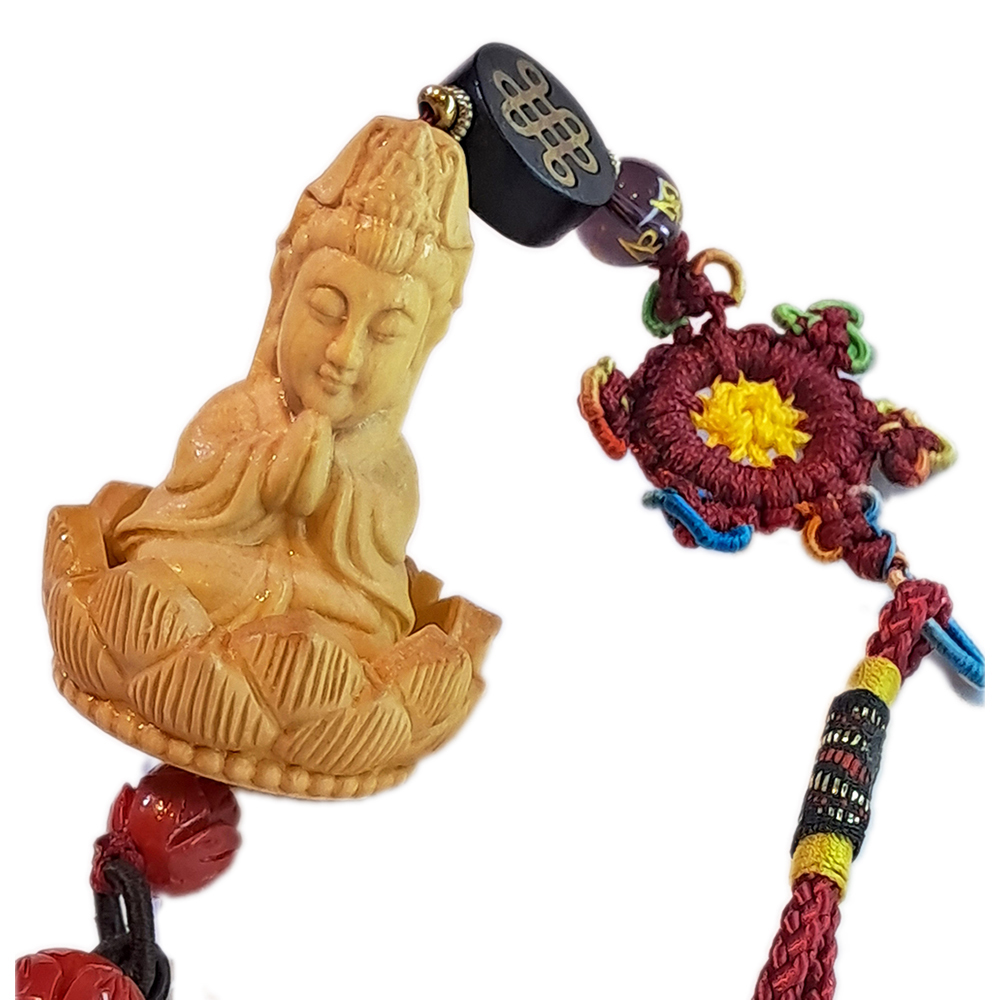 觀音菩薩{黃楊木}平安掛飾【十方】153750