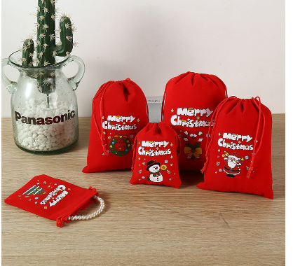 圣诞现货  圣诞束口袋小袋子  9x12cm （1个）