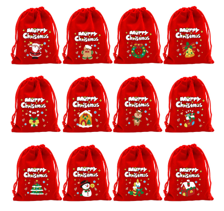 圣诞现货  圣诞束口袋小袋子  9x12cm （1个）
