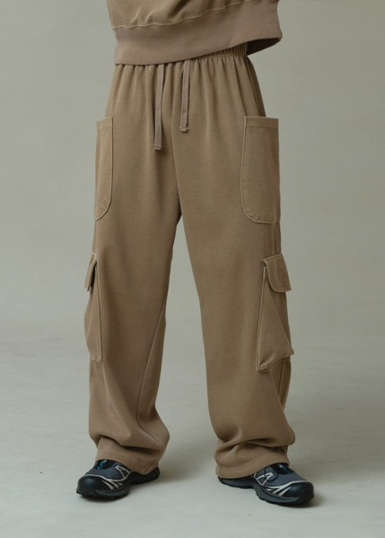 口袋休閒寬鬆棉褲