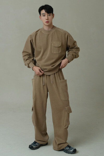 口袋休閒寬鬆棉褲