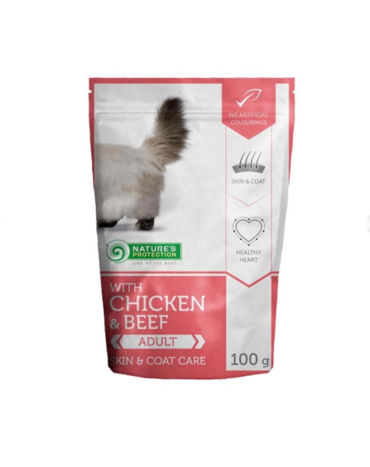 Nature's Protection 雞肉牛肉成貓主食袋裝濕糧 100g（適合波斯及長毛貓）