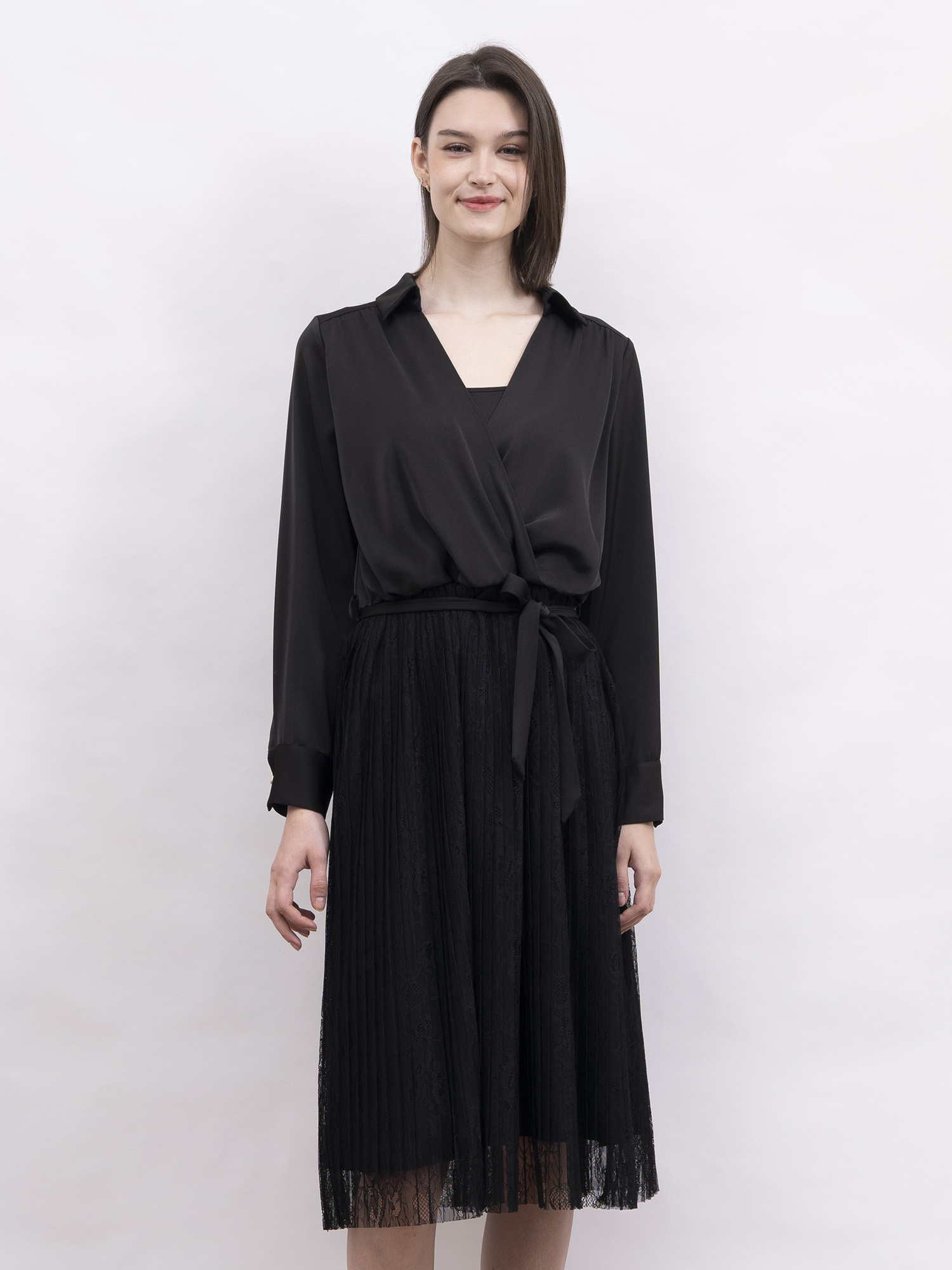 mi-tu 蕾絲百褶連身裙