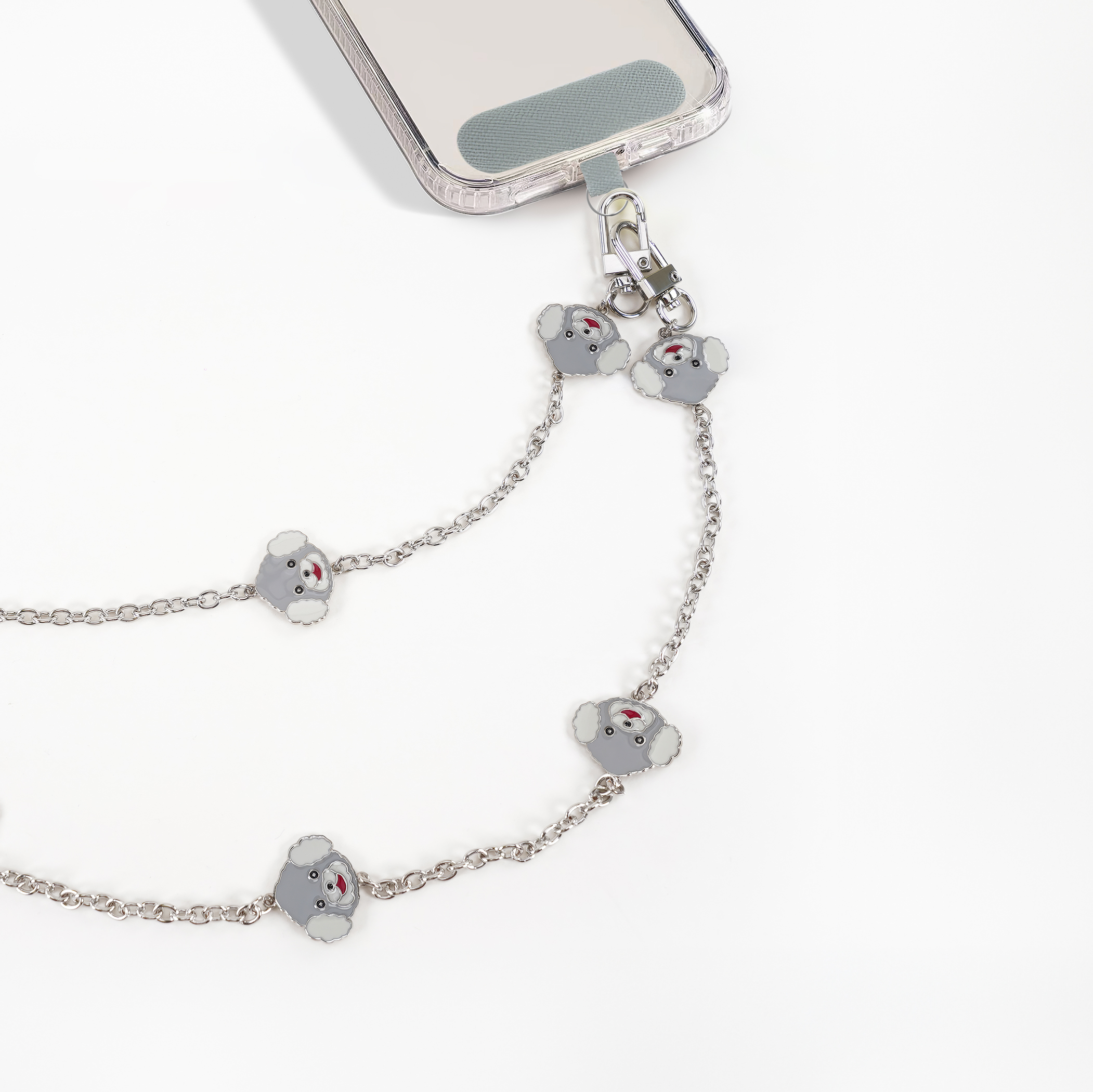 Cross-body Phone Strap - Poodle - Grey