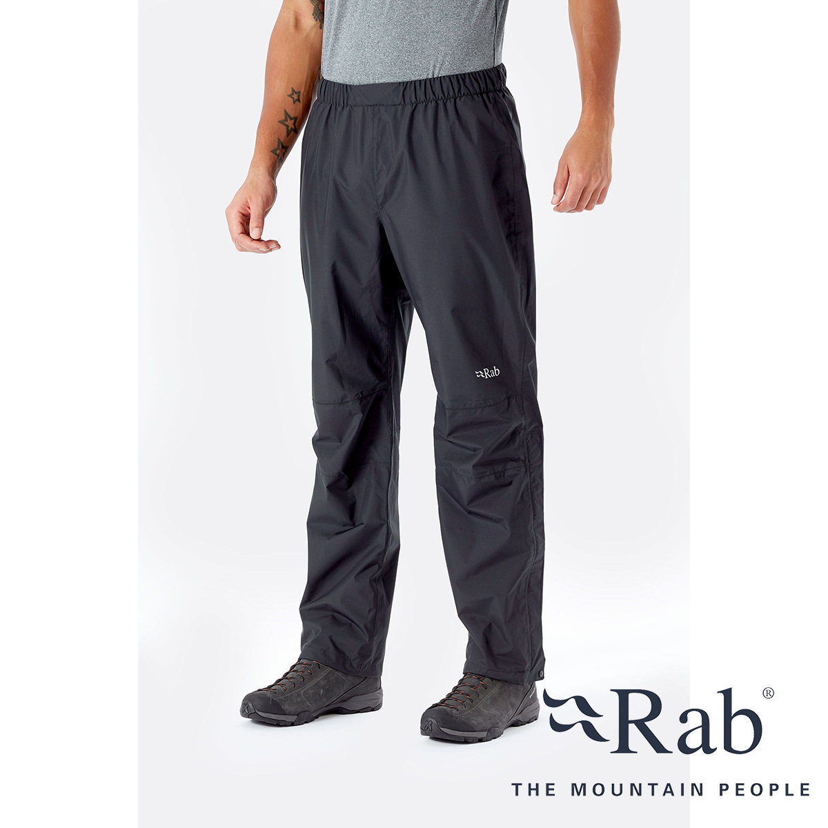 Rab Men's Downpour Eco Waterproof Pants 男款透氣防水長褲 黑色 QWG-84-BL [HappyOutdoor]