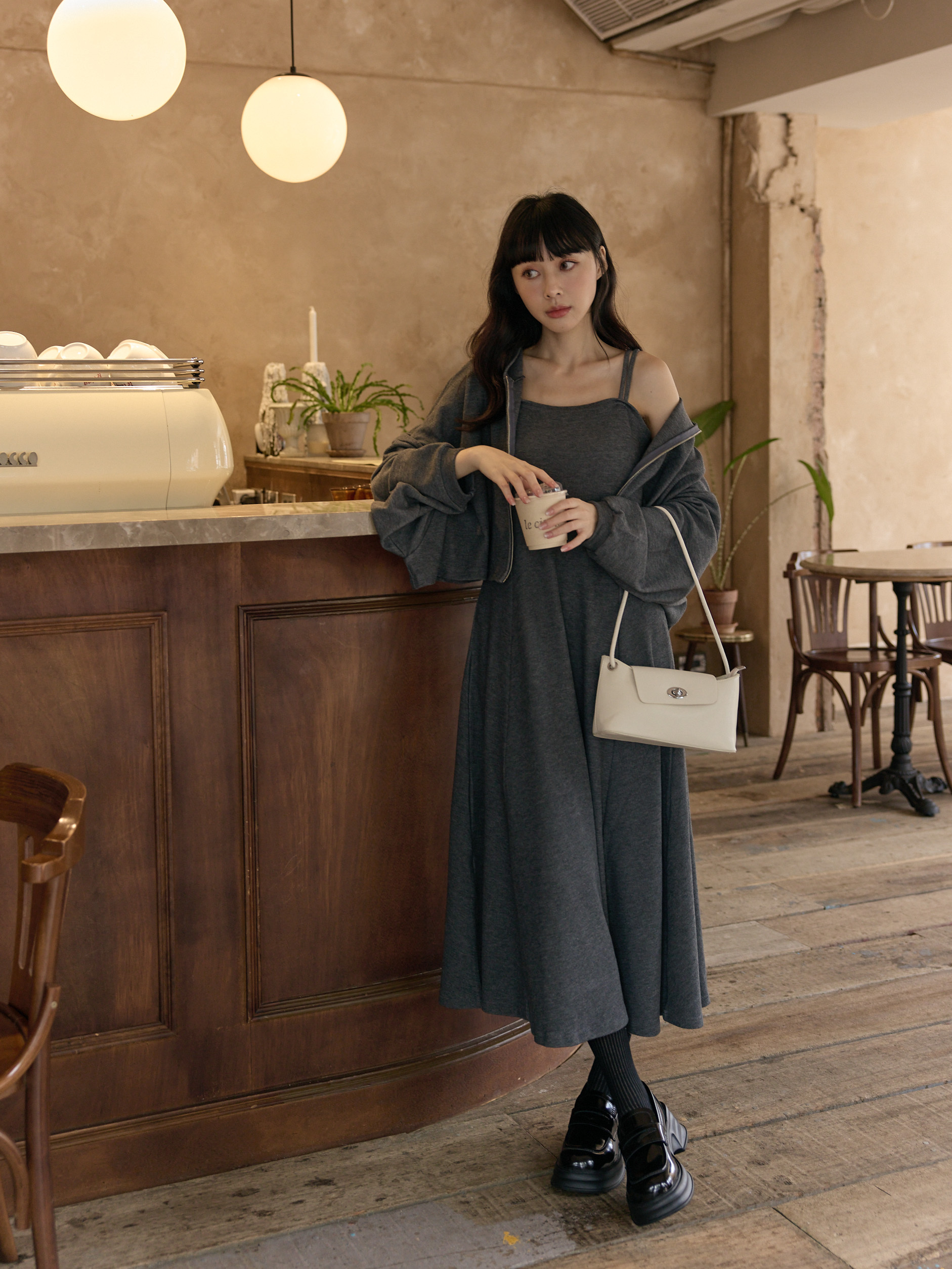 兩件式 休閒連帽外套長洋SET