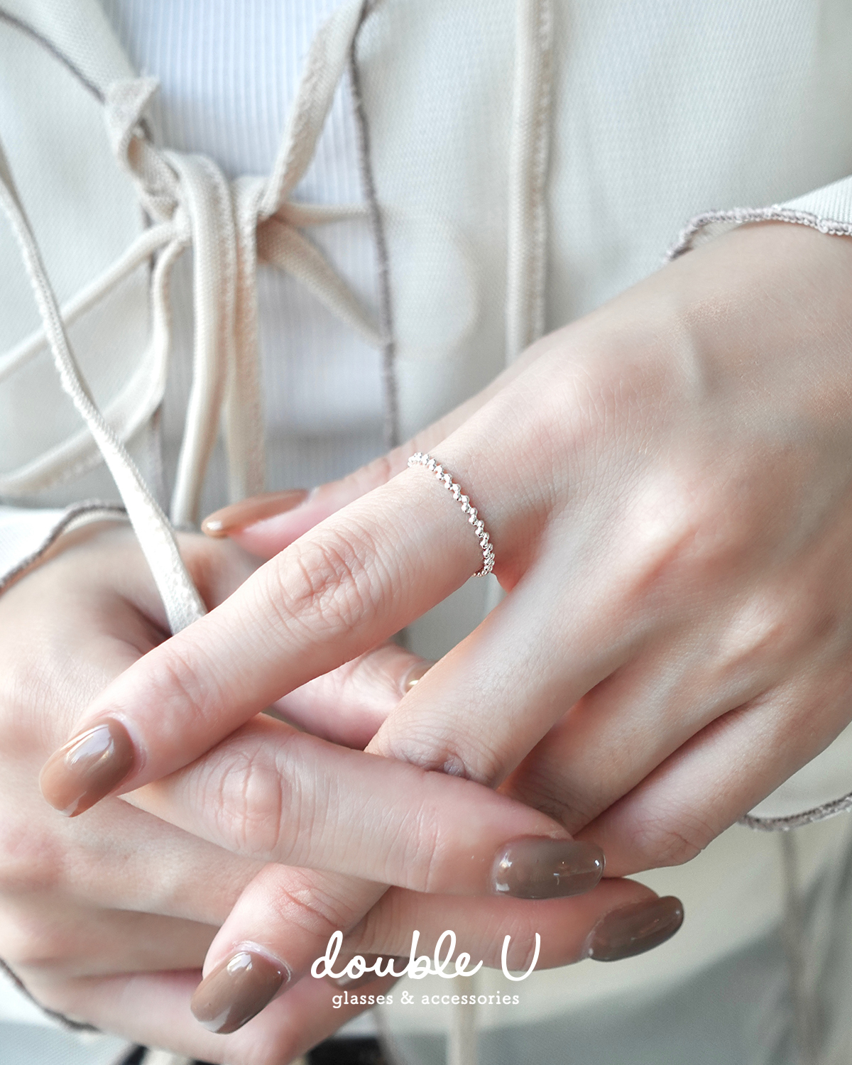 圓珠細邊・純銀戒指 (DRS10316)