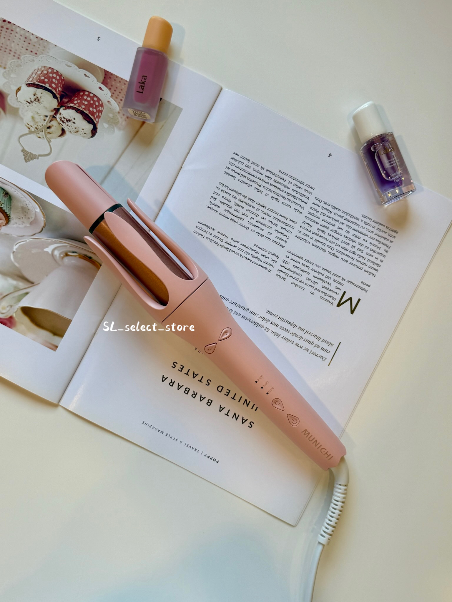 <限時開團> Munichi 沐尼黑 32mm 水潤負離子溫控捲髮器 自動 電捲棒 藕粉橘 奢華紫 香檸黃