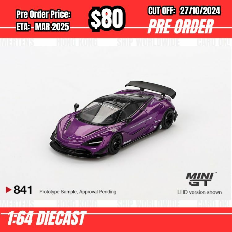 PO-$80  * Mini GT * 1:64 #841 McLaren 720S LB★Works Purple RHD [OD14/10]