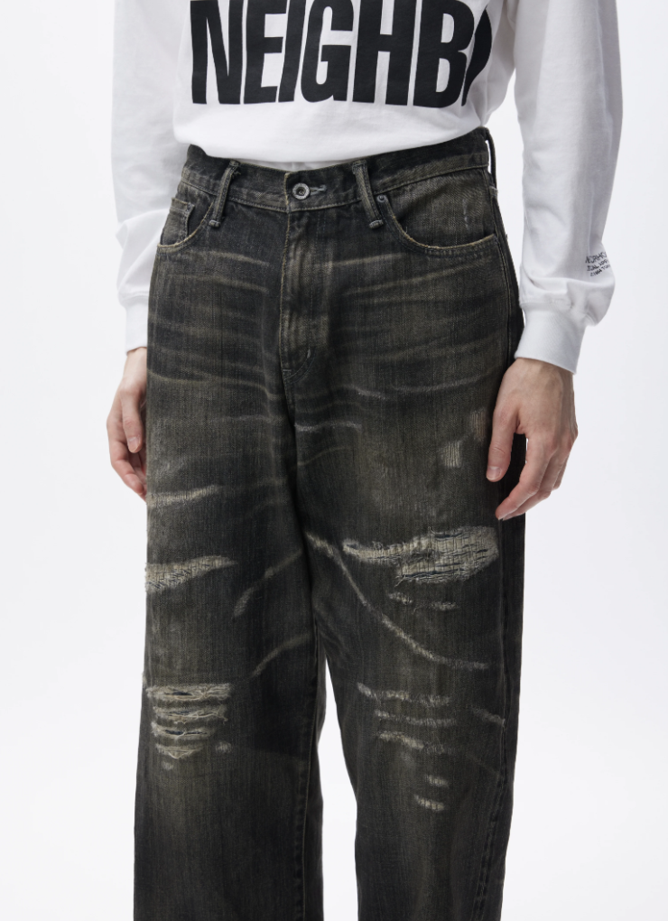 パンツ NEIGHBORHOOD DENIM DP WIDE PANTS ネイバーフッド - Washed