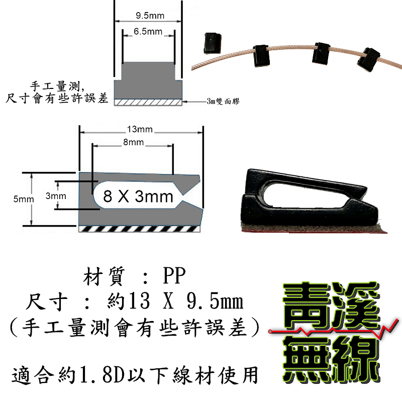 迷你型線材整線夾 1.5D整線扣 黏貼式固線扣 電線固定器 線材理線器 固線器定線器 集線扣 整線夾