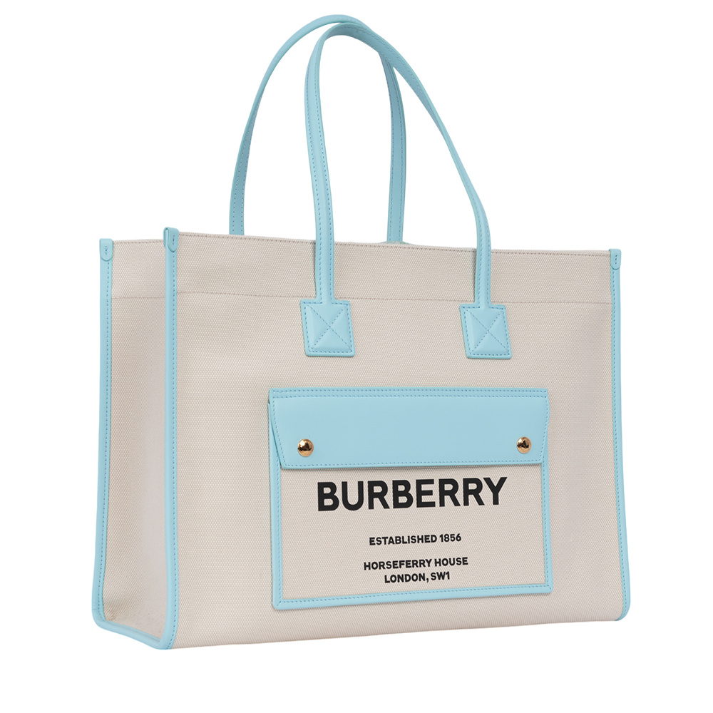 【BURBERRY】Freya 棉質帆布中款托特包