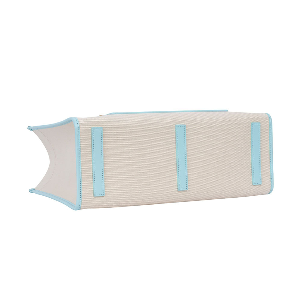 【BURBERRY】Freya 棉質帆布中款托特包(自然色/天藍色) 80705791