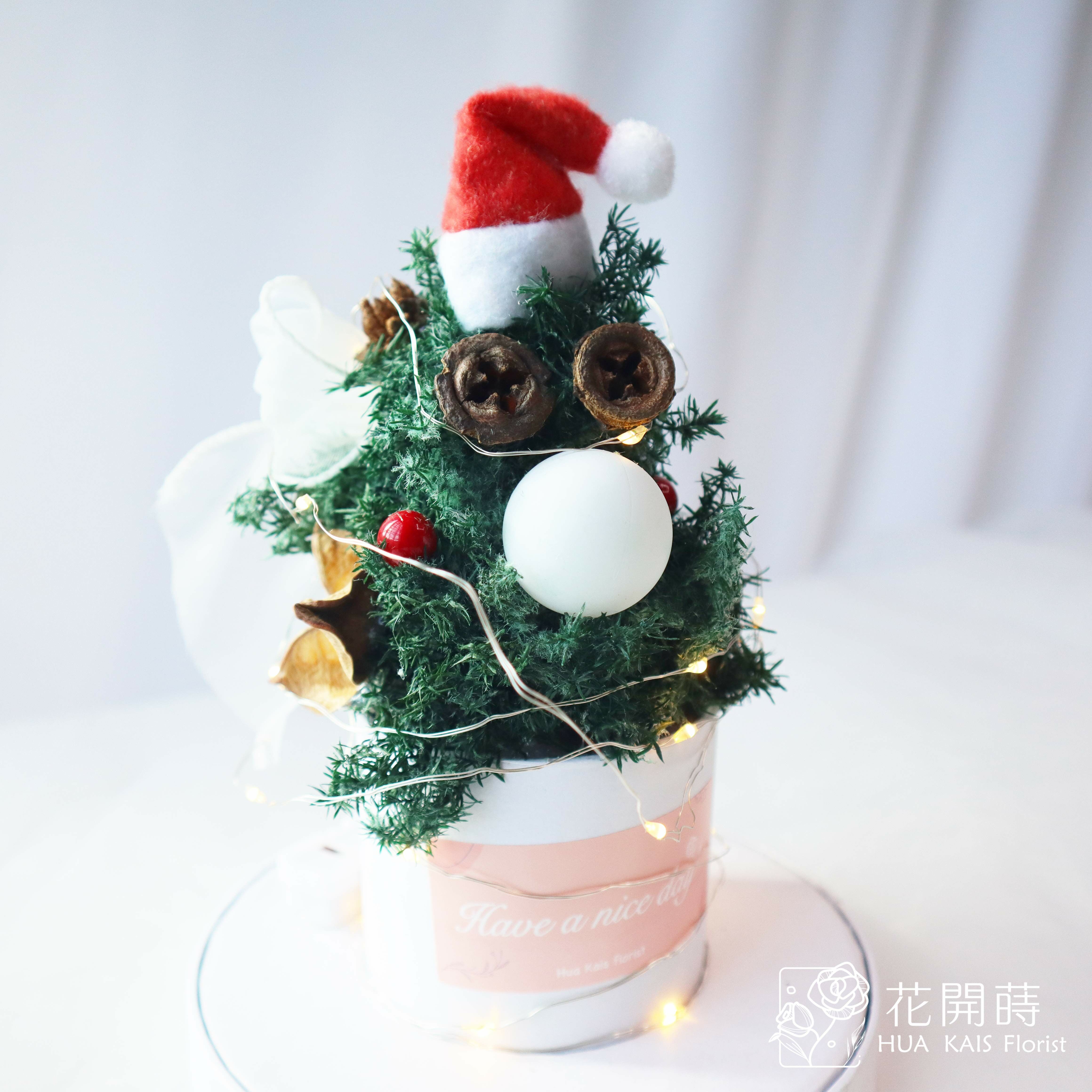 聖誕紙筒花|聖誕小公公紙筒花|開幕小盆栽|生日禮物|辦公桌小盆花|交換禮物