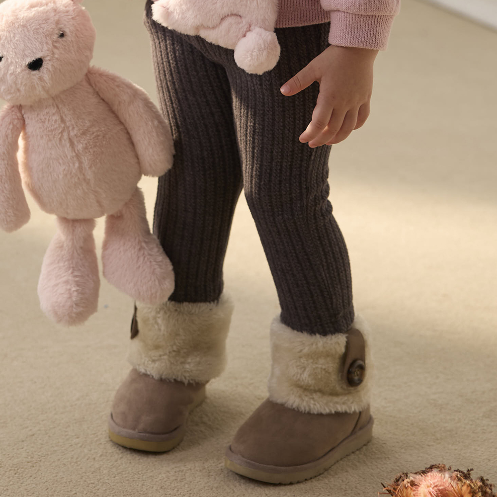 PIPPY 暖暖彈性棉鬆緊長褲 深灰