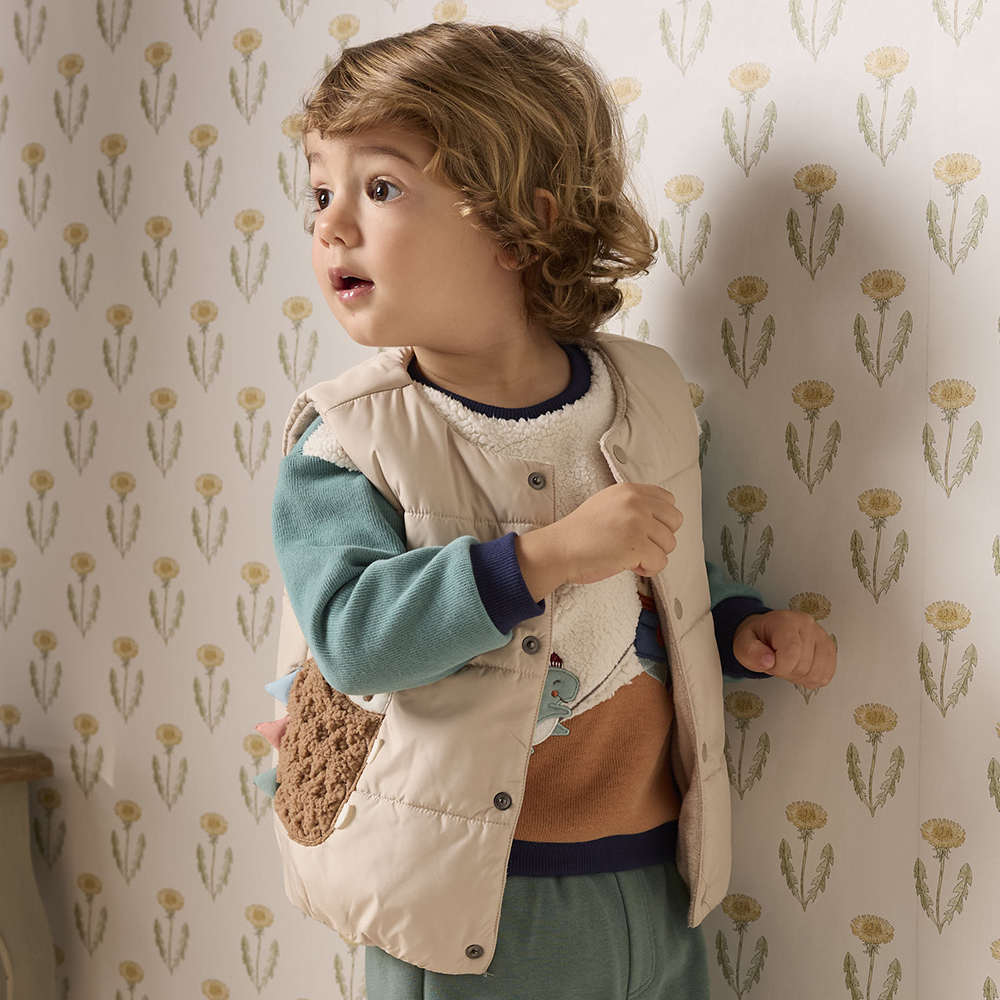 PIPPY 小刺蝟暖暖鋪棉背心 卡其