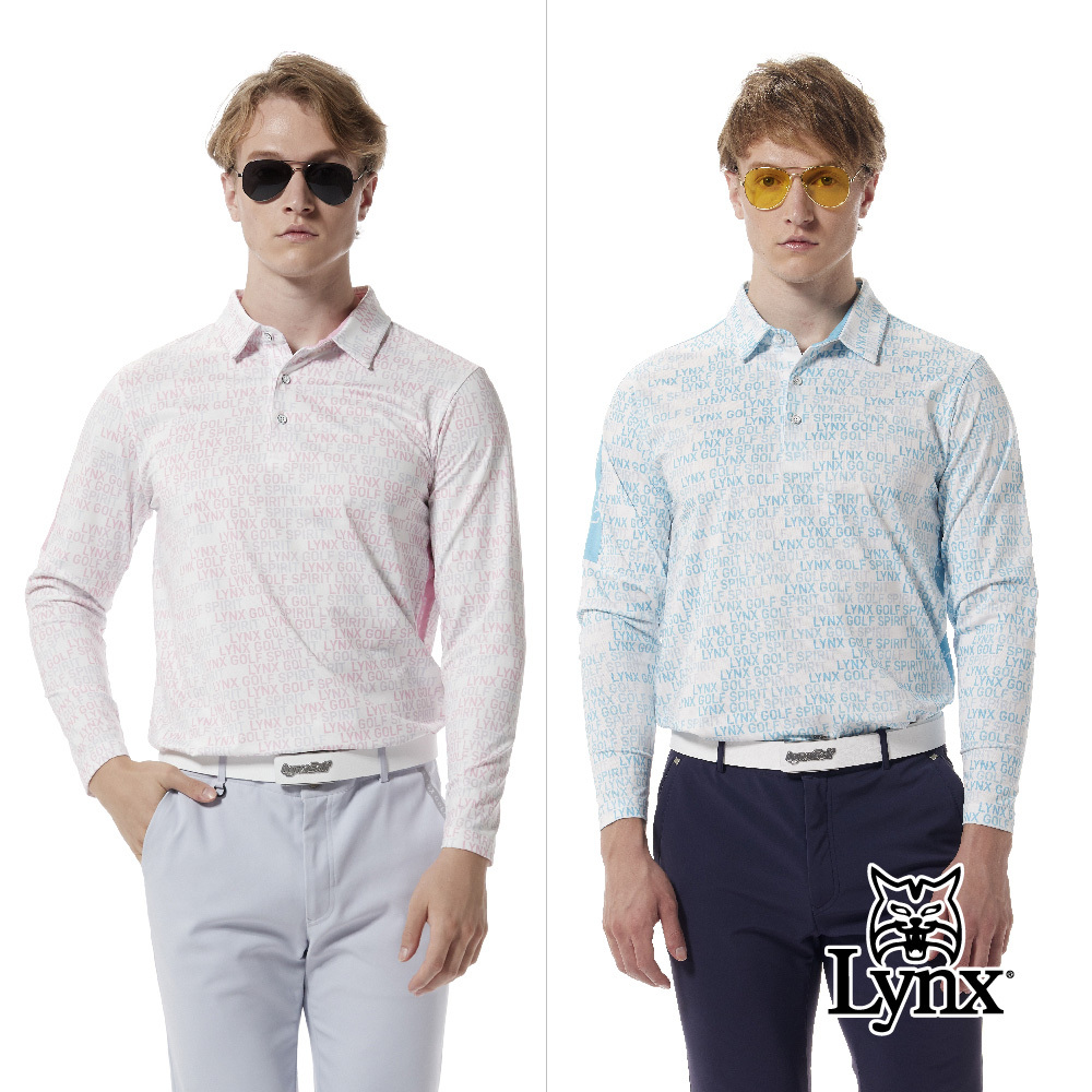 【Lynx Golf】合身版吸排抗菌除臭漸層品牌字樣POLO衫/高爾夫球衫
