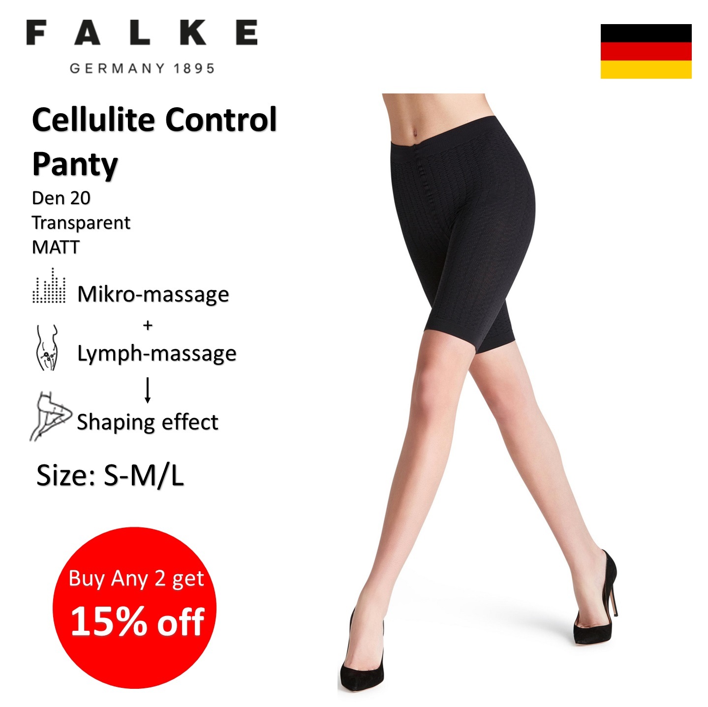 Collants Falke Cellulite Control - Effet Gainant 7/8 - Taille Haute - Sport Et Quotidien