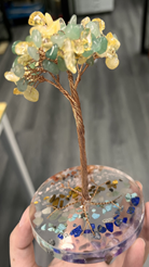 臺灣【水晶轉運樹】財源廣進-黃水晶水晶樹+綠東陵碎石