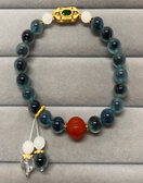 臺灣原創手鍊SIT CRYSTAL藍糖心瑪瑙手串+紅色南瓜珠