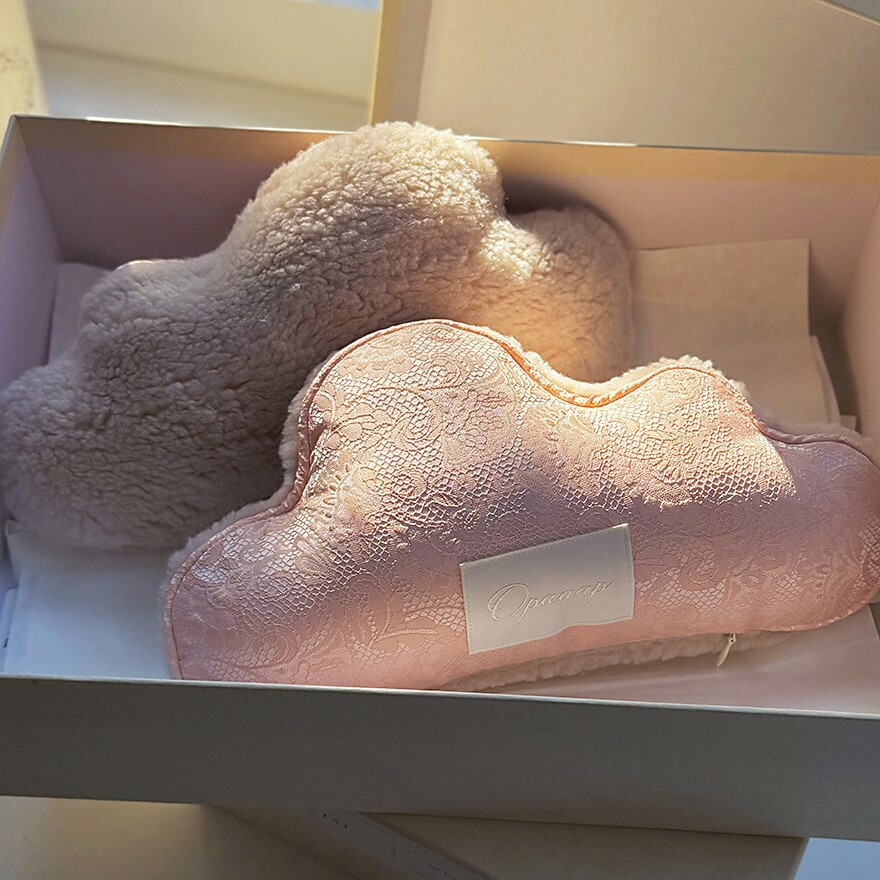 OPAAAP 雲朵枕頭 粉色蕾絲緹花