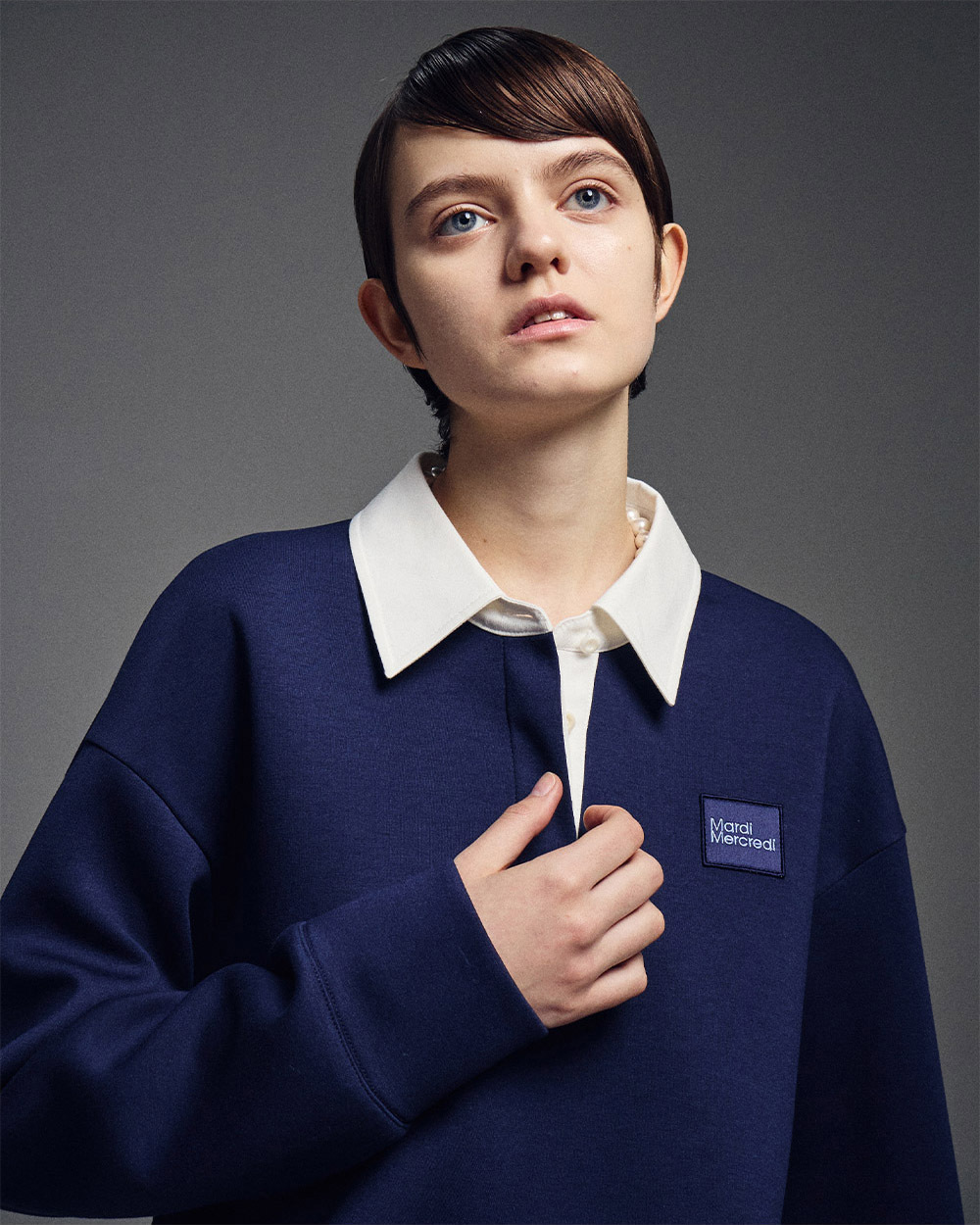 トップス Mardi NEOPRENE CROPPED SHIRT PIQUET Neoprene Cropped Shirt Piquet in Beige by Mardi Mercredi