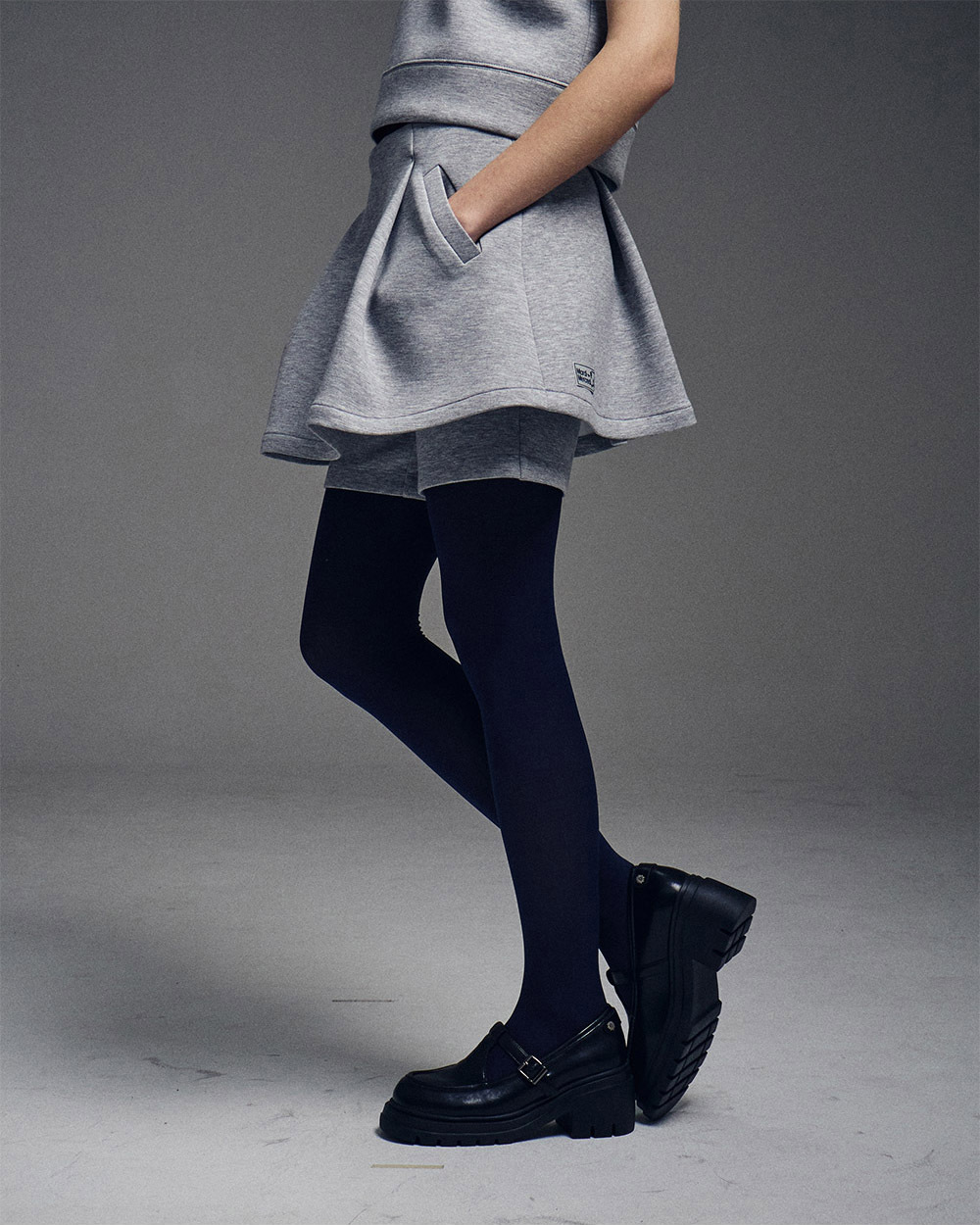 MARDI MERCREDI 迷你褲裙灰色經典LOGO標誌NEOPRENE MINI PANTSKIRT