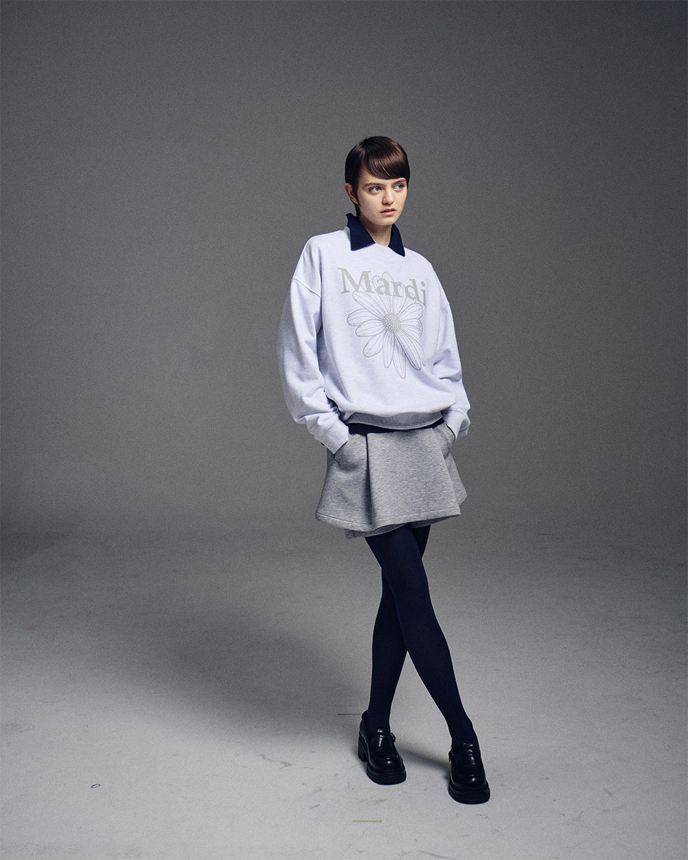 MARDI MERCREDI 迷你褲裙灰色經典LOGO標誌NEOPRENE MINI PANTSKIRT