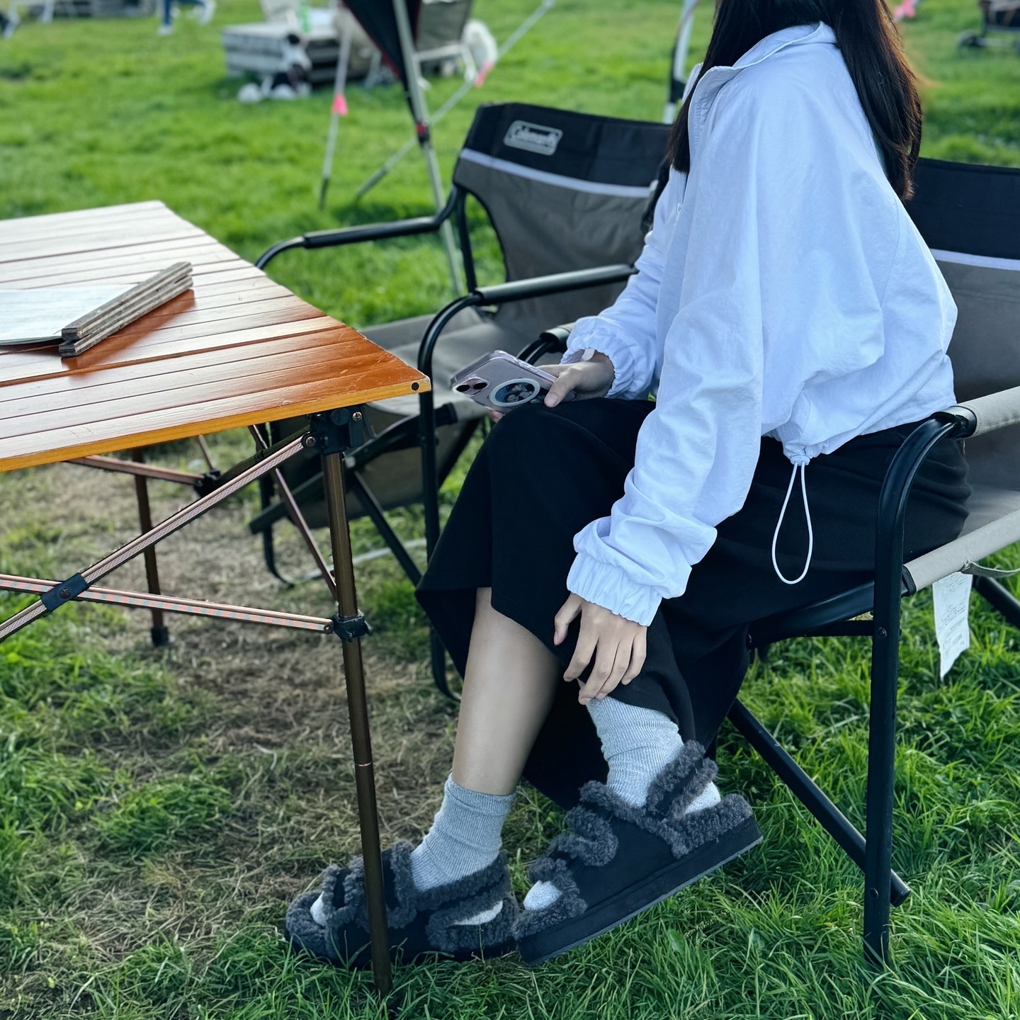 Citen 日本限定 泰迪熊棕 黑色 毛茸茸 毛絨涼鞋 魔鬼氈 涼拖鞋