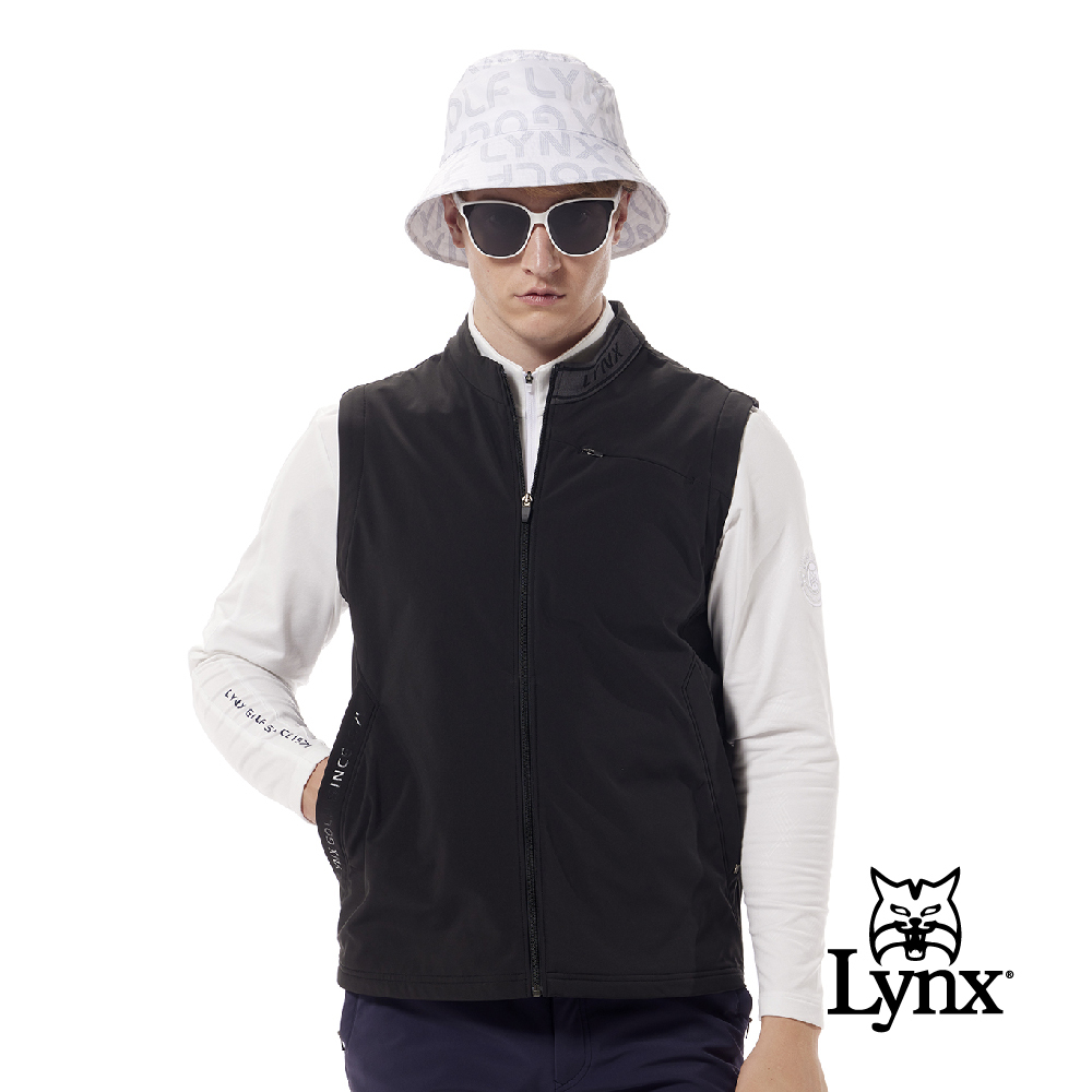 【Lynx Golf】防風防潑水四面彈性刷毛羅紋織帶膠印背心