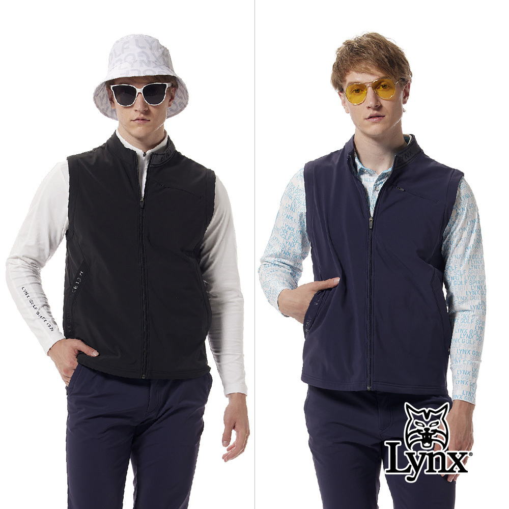 【Lynx Golf】防風防潑水四面彈性刷毛羅紋織帶膠印背心
