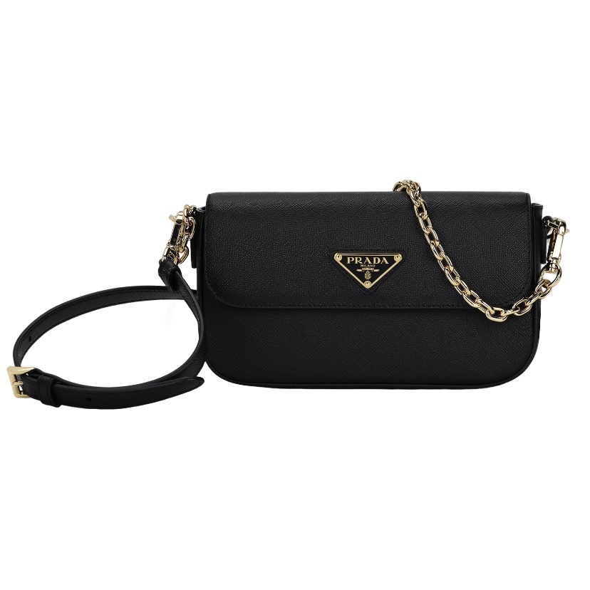 PRADA Saffiano 皮革迷你包 鏈條包 白色