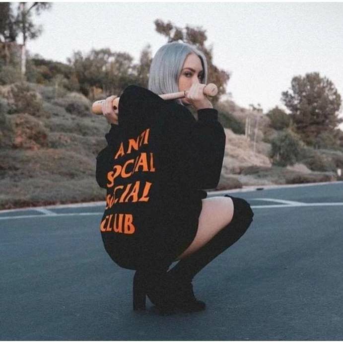 Anti Social Social Club LOGO 帽TEE 黑橘 ASSC 帽T