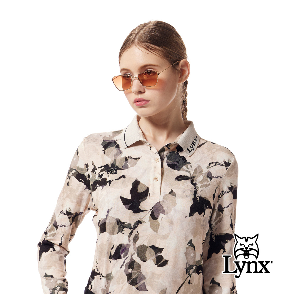 【Lynx Golf】歐洲布料花布羅紋繡花領設計POLO衫