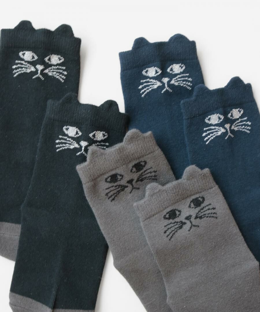 日本 stample 暗色系 貓咪耳朵 (3雙1組) 73016