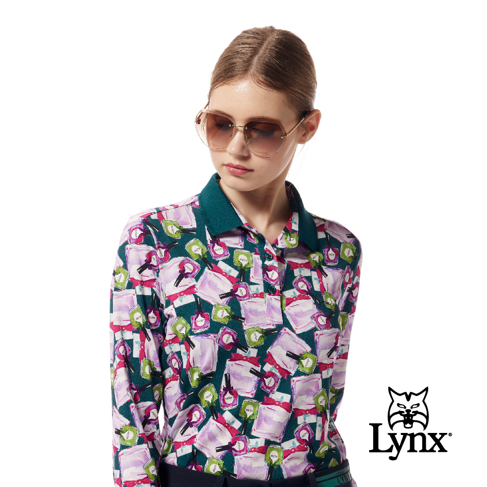 【Lynx Golf】歐洲布料香水印花羅紋配色領POLO衫