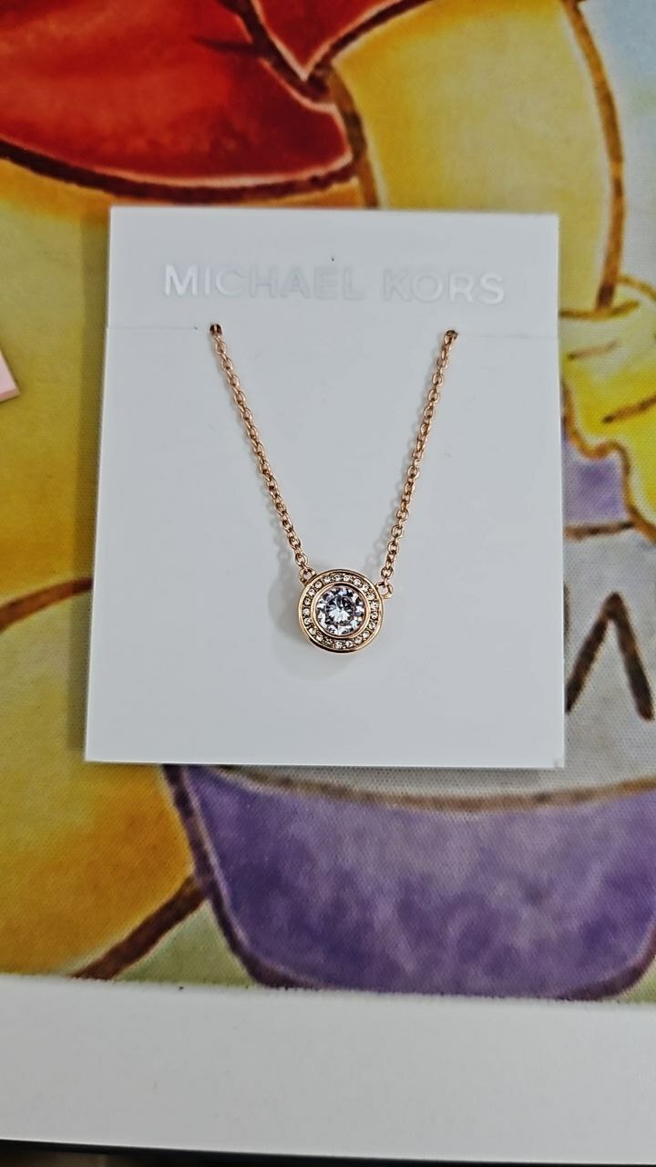 [S] MICHAEL KORS MKJC0015A791 ROSE GOLD PLATED COLLIER W/ CLEAR CUBIC ZIRCONIA, 796483654372 (SMK1066)